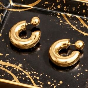 Chunky Gold Hoop Earrings | Modern Minimal Hoop Earrings